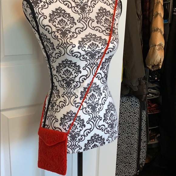 Vintage Red Beaded Crossbody / Satchel - Picture 5 of 14
